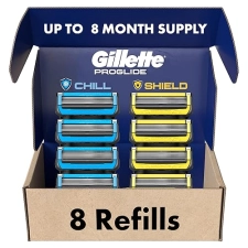 GILLETTE PROGLIDE CHILL SHIELD MENS RAZOR BLADE REFILLS, 8 COUNT, SKIN IRRITATION PROTECTION