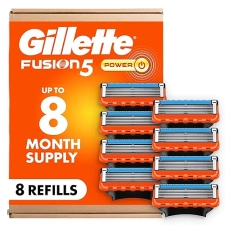 GILLETTE FUSION5 POWER RAZOR BLADES FOR MEN, 8 COUNT WITH PRECISION TRIMMER REFILLS