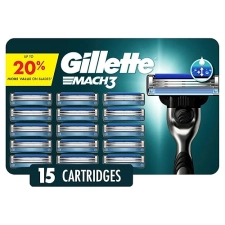 GILLETTE MACH3 MENS RAZOR BLADES, 15 COUNT 3-BLADE RAZOR REFILLS FOR SMOOTH SHAVING