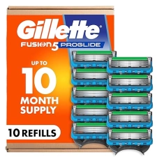 GILLETTE FUSION5 PROGLIDE MENS 10 COUNT RAZOR BLADE REFILLS WITH PRECISION TRIMMER
