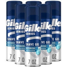 GILLETTE SERIES 3X MOISTURIZING SHAVE GEL 7OZ PACK OF 6 IRRITATION PROTECTION, BLUE-WHITE