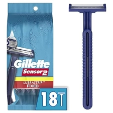 GILLETTE SENSOR2 MENS DISPOSABLE RAZORS, 18 COUNT, WATER-ACTIVATED LUBRASTRIP FOR SMOOTH SHAVE