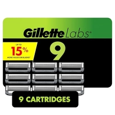 GILLETTE LABS 9 COUNT 5-BLADE RAZOR BLADE REFILLS FOR HEATED RAZORS EXFOLIATING BAR