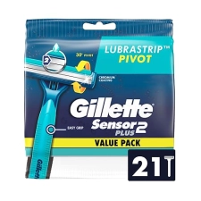 GILLETTE SENSOR2 PLUS PIVOT MENS DISPOSABLE RAZORS - PACK OF 21 FOR SMOOTH, CLOSE SHAVE