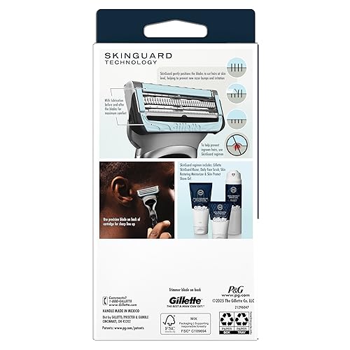 GILLETTE SKINGUARD RAZOR FOR MEN WITH SENSITIVE SKIN, 1 HANDLE 2 BLADES, REDUCES IRRITATION
