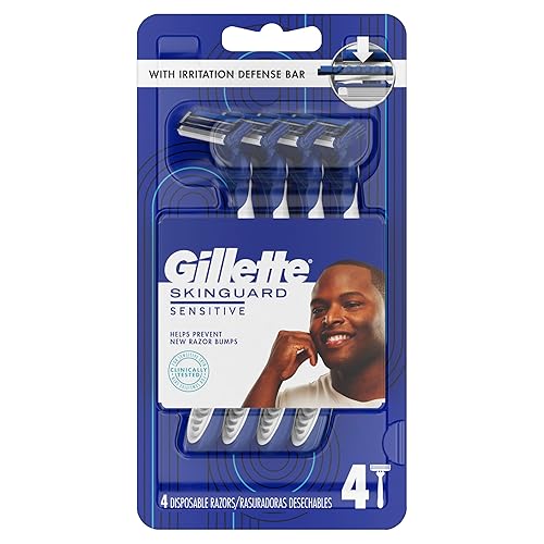 GILLETTE SKINGUARD MEN S RAZORS, 4 COUNT SENSITIVE SKIN SHAVING RAZOR FOR MEN