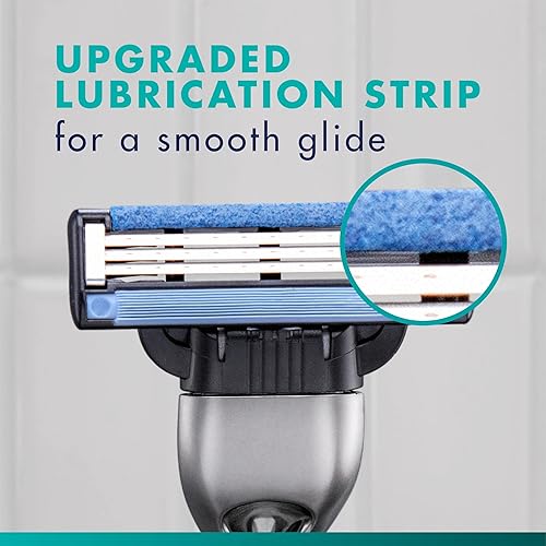 GILLETTE MACH3 MEN S RAZOR WITH 10 BLADE REFILLS, 3-BLADE HANDLE LUBRICATION STRIP