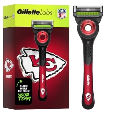 GILLETTE LABS NFL CHIEFS EDITION RAZOR FOR MEN WITH 1 HANDLE, 4 BLADES MAGNETIC STAND
