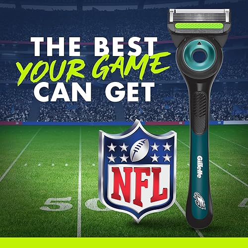 GILLETTE LABS NFL EAGLES SHAVING RAZOR FOR MEN WITH 1 HANDLE, 4 BLADES MAGNETIC STAND