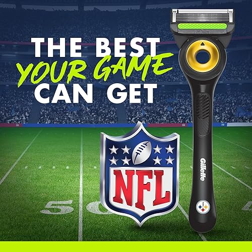 GILLETTE LABS NFL STEELERS EDITION MENS RAZOR - 1 HANDLE, 4 BLADES, MAGNETIC STAND, EXFOLIATING BAR