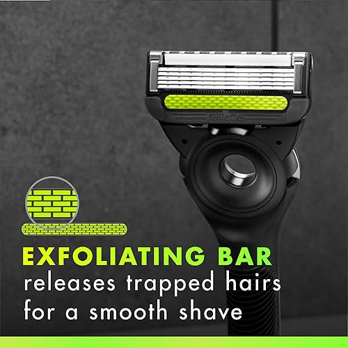 GILLETTE LABS MENS RAZOR SET WITH EXFOLIATING BAR, 2 BLADES, HANDLE SHOWER HOOK - SILVER BLACK