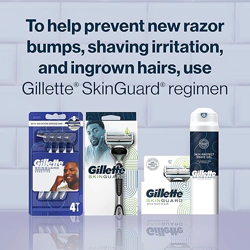 GILLETTE SKINGUARD RAZOR FOR MEN WITH SENSITIVE SKIN 1 HANDLE 2 BLADES FOR IRRITATION-FREE SHAVING