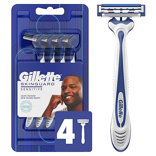 GILLETTE SKINGUARD RAZORS FOR MEN, 4 COUNT SENSITIVE SKIN SHAVING RAZOR PACK