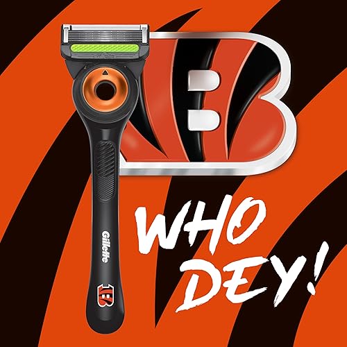 GILLETTE LABS NFL BENGALS SHAVING RAZOR FOR MEN WITH 1 HANDLE, 4 BLADES MAGNETIC STAND