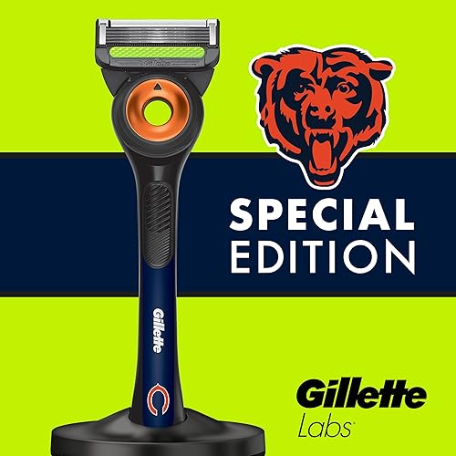 GILLETTE LABS NFL BEARS EDITION MEN S RAZOR WITH 1 HANDLE, 4 BLADES MAGNETIC STAND