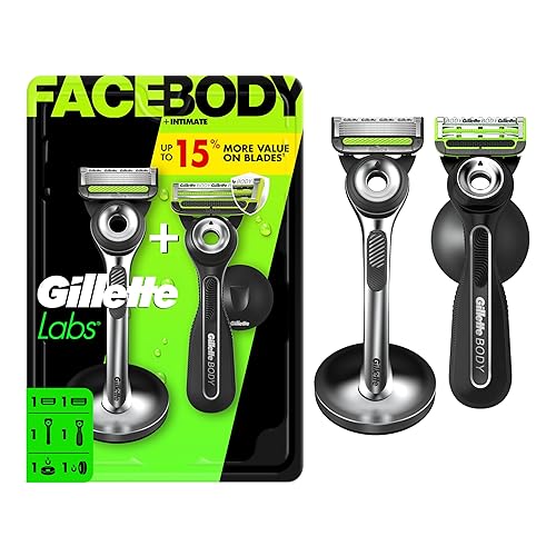 GILLETTE LABS RAZOR DUO PACK WITH FACE RAZOR, BODY INTIMATE RAZOR, AND 2 BLADE REFILLS