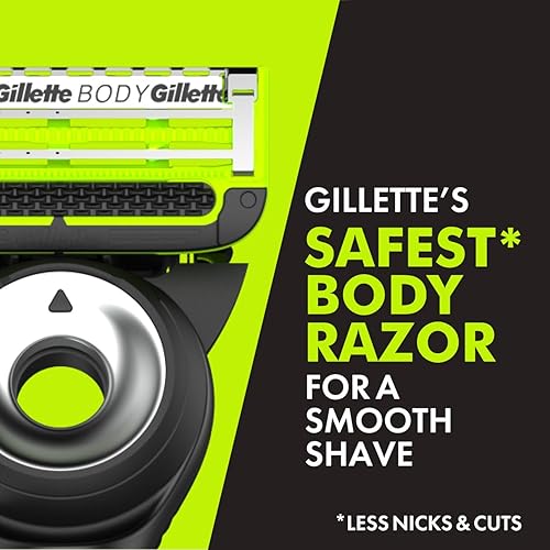 GILLETTELABS MENS BODY INTIMATE RAZOR WITH HANDLE, 4 BLADE REFILLS TRAVEL COVER