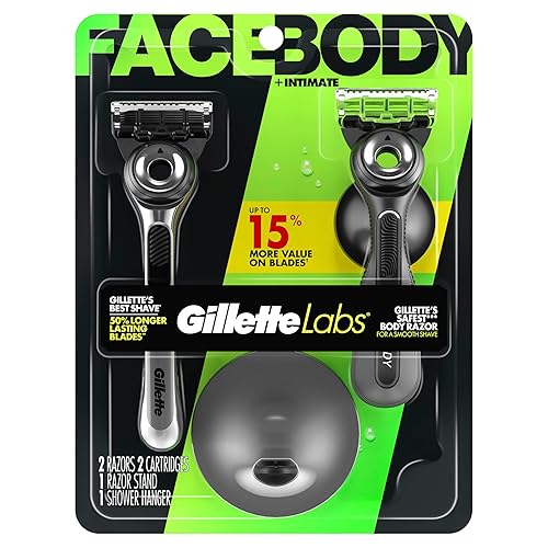 GILLETTELABS RAZOR DUO PACK WITH FACE BODY RAZORS 2 BLADE REFILLS FOR MEN