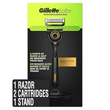 GILLETTE LABS MENS RAZOR SHAVING KIT WITH EXFOLIATING BAR, 1 HANDLE, 2 BLADES MAGNETIC STAND