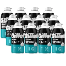 GILLETTE FOAMY SENSITIVE SKIN SHAVING CREAM 11 OZ, PACK OF 12 - GENTLE SHAVE FORMULA