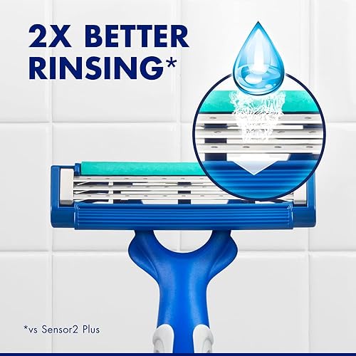 GILLETTE SENSOR3 MENS DISPOSABLE RAZORS, 8 COUNT SMOOTH SHAVE, EASY USE