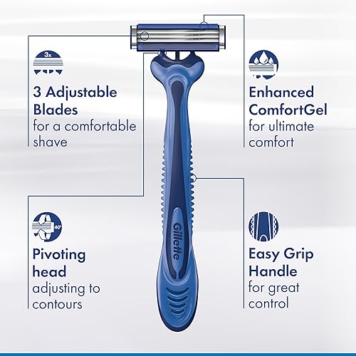 GILLETTE SENSOR3 SMOOTH SHAVE DISPOSABLE RAZOR PACK OF 4 COMFORTABLE CLOSE SHAVING