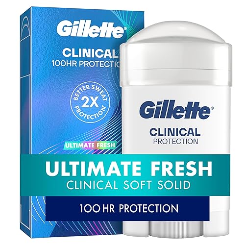 GILLETTE CLINICAL ANTIPERSPIRANT FOR MEN, 100HR SWEAT ODOR PROTECTION, SOFT SOLID 2.6 OZ