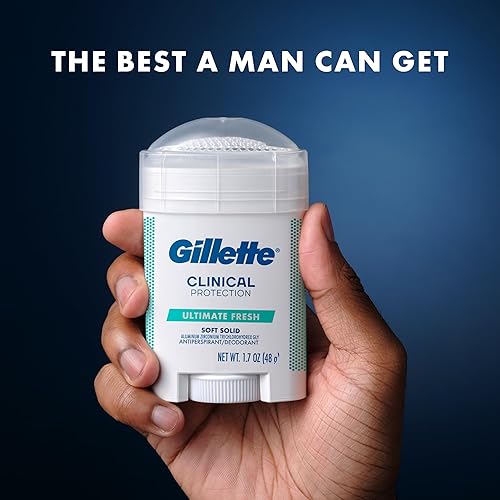 GILLETTE CLINICAL ANTIPERSPIRANT FOR MEN, 100HR SWEAT ODOR PROTECTION, SOFT SOLID 2.6 OZ