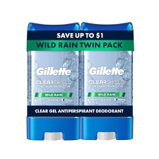 GILLETTE MEN S CLEAR GEL ANTIPERSPIRANT DEODORANT WILD RAIN SCENT, 72HR SWEAT ODOR, 3.8 OZ 2 PACK