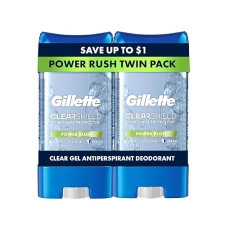 GILLETTE MEN S ANTIPERSPIRANT DEODORANT CLEAR GEL 72HR SWEAT ODOR PROTECTION POWER RUSH 3.8OZ 2-PACK