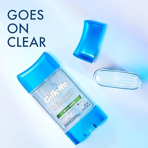 GILLETTE MEN S ANTIPERSPIRANT CLEAR GEL WILD RAIN SCENT 72HR SWEAT ODOR PROTECTION 3.8 OZ