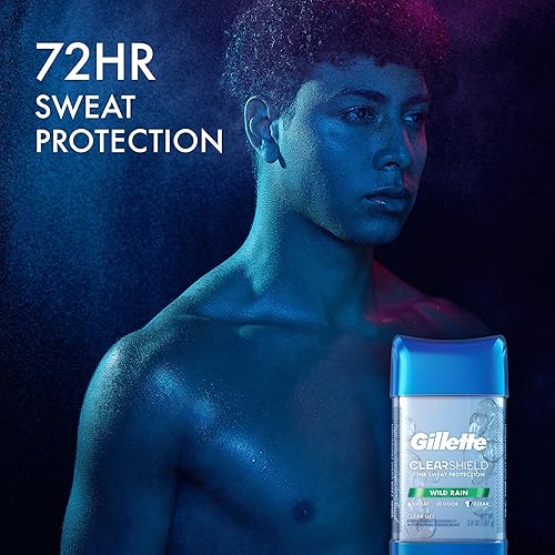GILLETTE MEN S ANTIPERSPIRANT CLEAR GEL WILD RAIN SCENT 72HR SWEAT ODOR PROTECTION 3.8 OZ