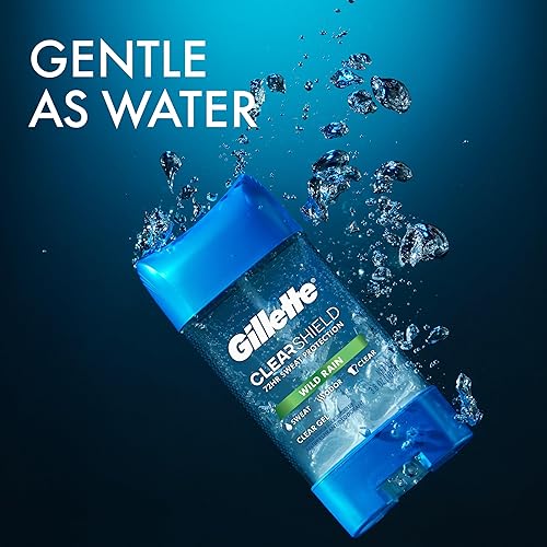 GILLETTE MEN S ANTIPERSPIRANT CLEAR GEL WILD RAIN SCENT 72HR SWEAT ODOR PROTECTION 3.8 OZ