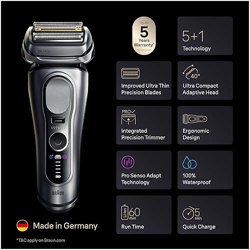 BRAUN SERIES 9 PRO ELECTRIC RAZOR FOR MEN WITH PRECISION TRIMMER 6-IN-1 SMARTCARE CENTER