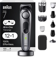BRAUN SERIES 7 7440 MENS 12-IN-1 ALL-IN-ONE SHAVING KIT WITH TRIMMER, CLIPPERS TRAVEL CASE