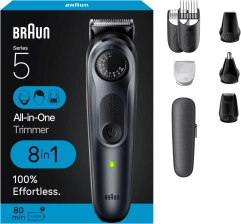 BRAUN SERIES 5 ALL-IN-ONE 8-IN-1 MENS TRIMMER KIT WITH BEARD, BODY, HAIR CLIPPERS, WATERPROOF