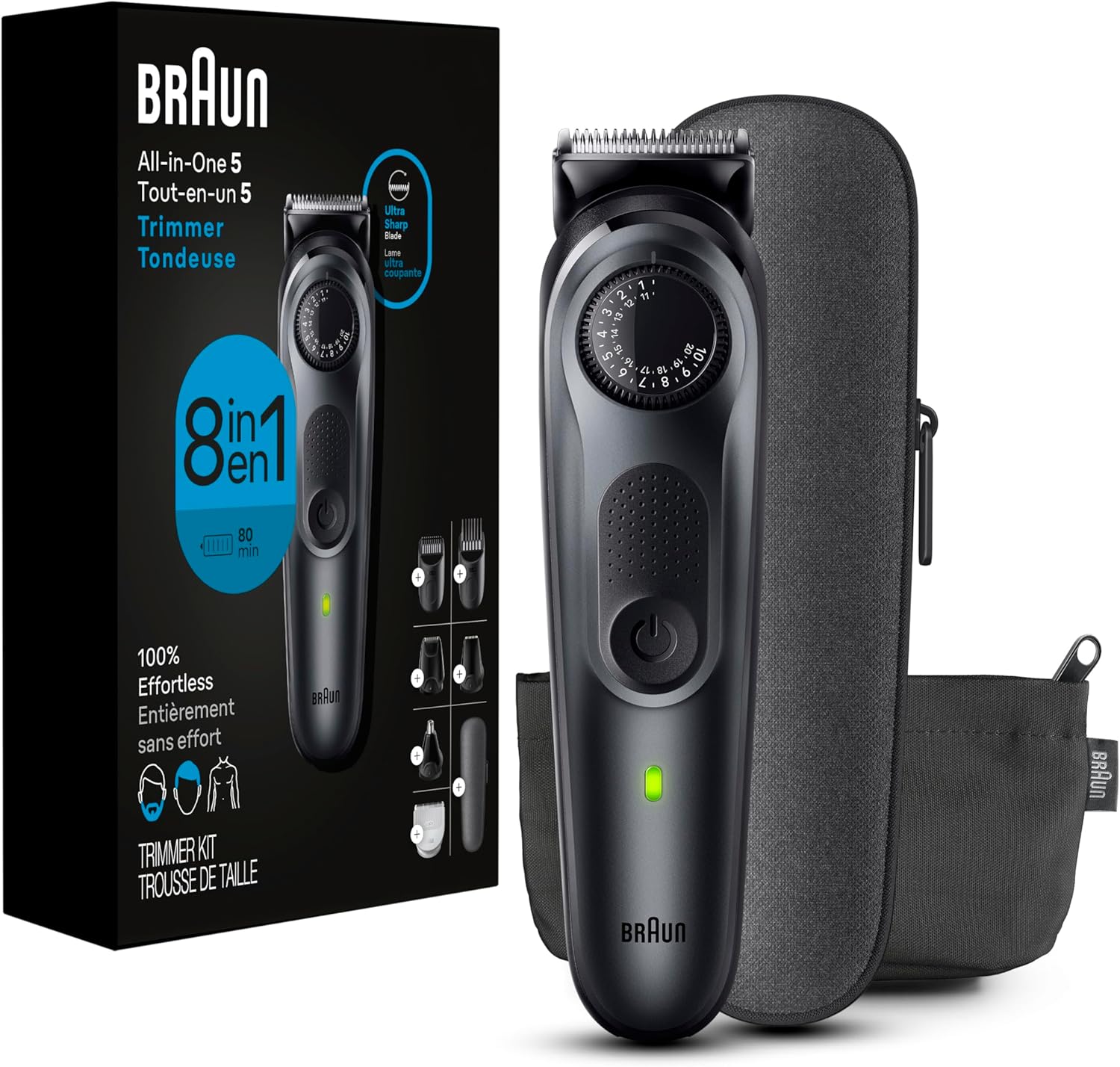 BRAUN SERIES 5 ALL-IN-ONE 8-IN-1 MENS TRIMMER KIT WITH BEARD, BODY, HAIR CLIPPERS, WATERPROOF