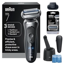 BRAUN SERIES 7 ELECTRIC RAZOR FOR MEN S7 7187PS WITH EXTRA HEAD, PRECISION TRIMMER CLEAN CENTER