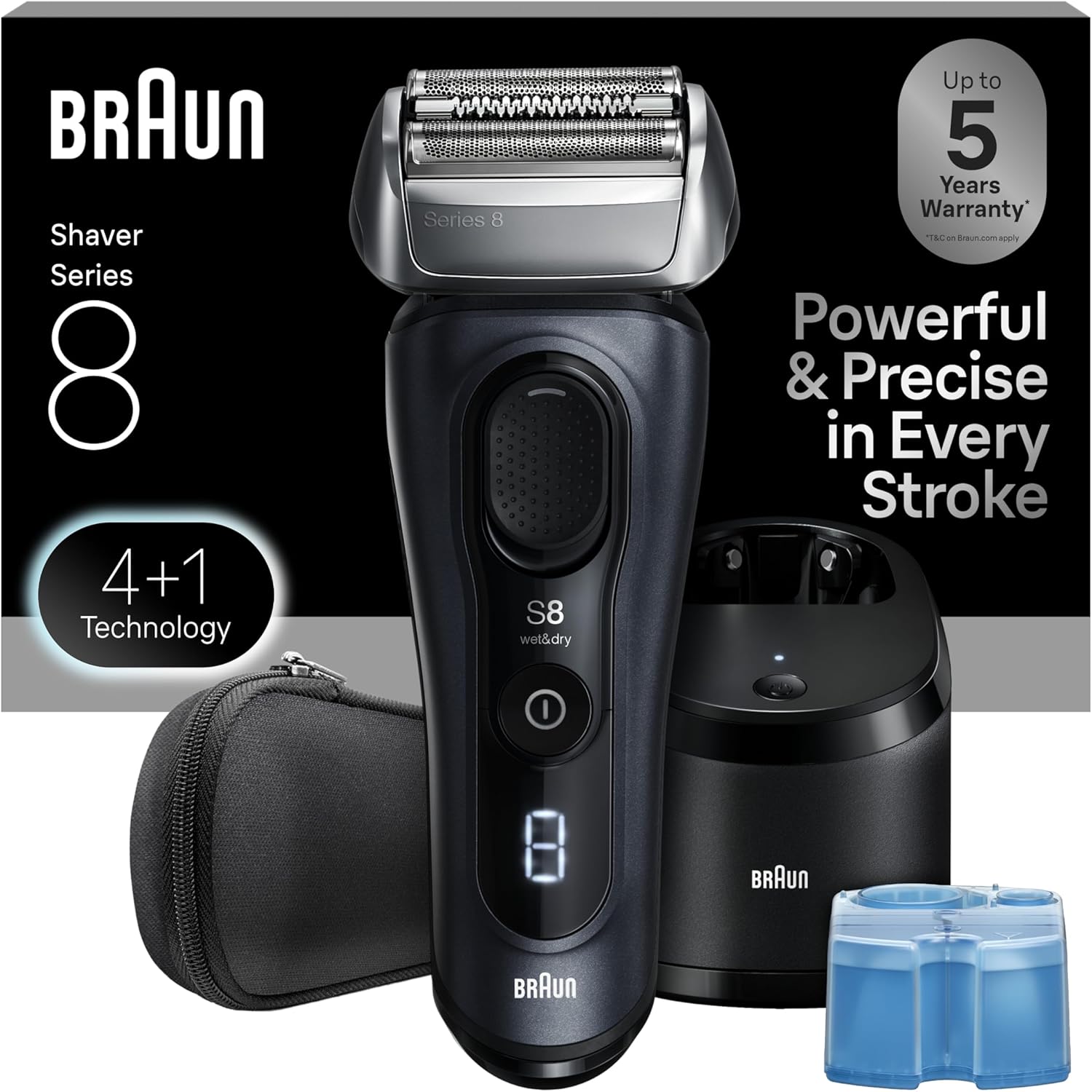 BRAUN SERIES 8 8560CC ELECTRIC RAZOR FOR MEN, 5-IN-1 WET DRY SHAVER WITH PRECISION TRIMMER