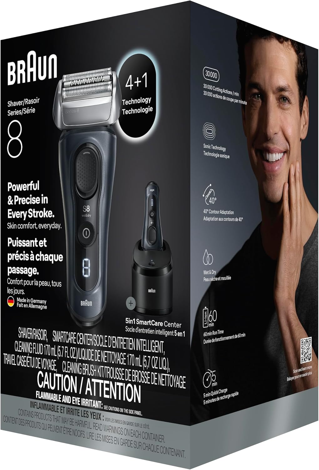 BRAUN SERIES 8 8560CC ELECTRIC RAZOR FOR MEN, 5-IN-1 WET DRY SHAVER WITH PRECISION TRIMMER