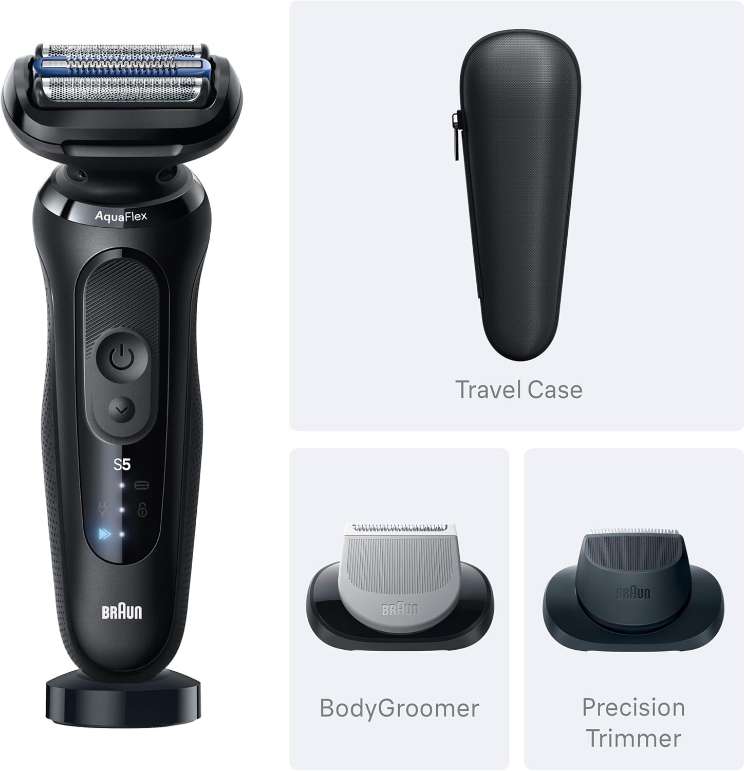 BRAUN SERIES 5 ELECTRIC RAZOR FOR MEN S5 5155CS - BEARD SHAVER BODY GROOMER WITH TRAVEL CASE