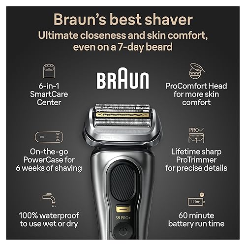 BRAUN SERIES 9 PRO ELECTRIC SHAVER KIT WITH 5 PRO SHAVE ELEMENTS PROCOMFORT HEAD