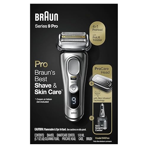 BRAUN SERIES 9 PRO 9487CC ELECTRIC SHAVER FOR MEN WET DRY, RECHARGEABLE WITH CLEAN CHARGE STATION