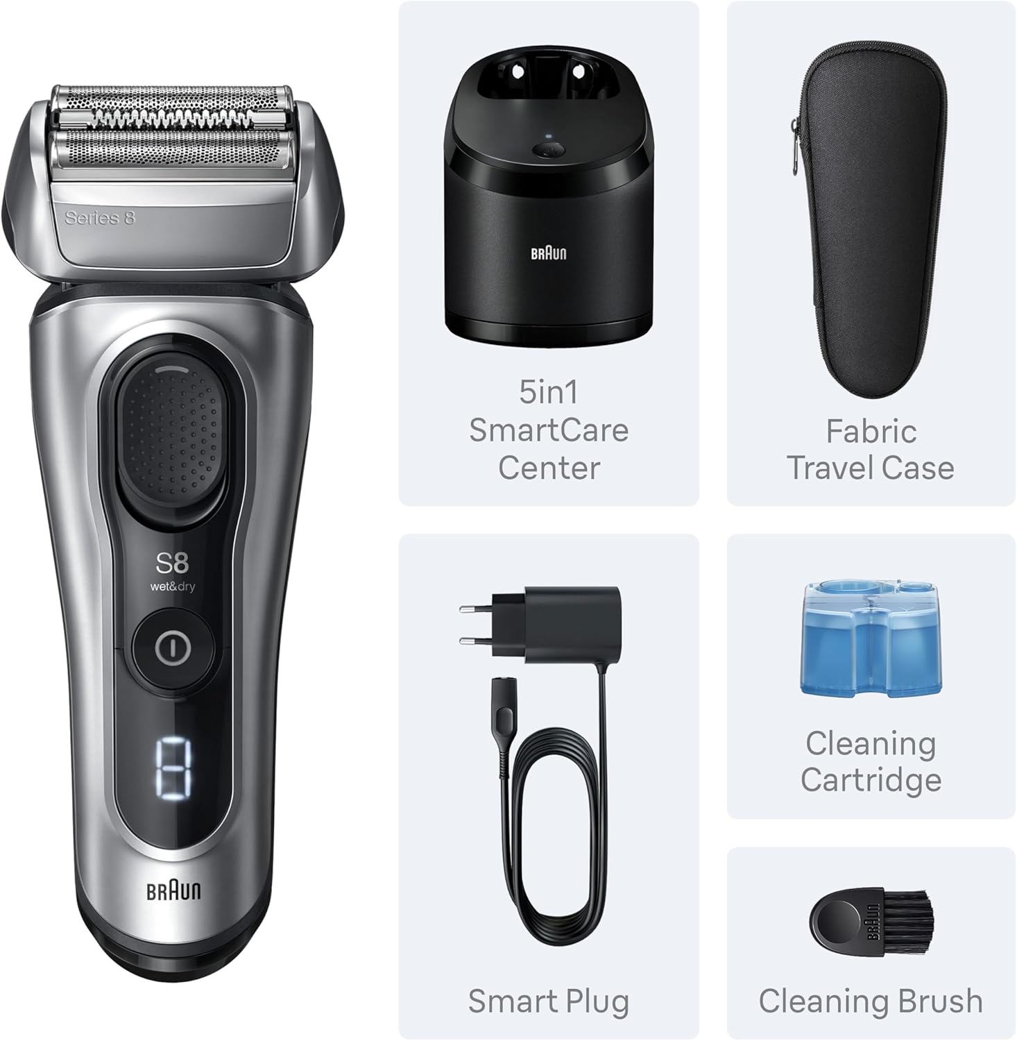 BRAUN SERIES 8 8567CC ELECTRIC RAZOR FOR MEN 5-IN-1 WET DRY SHAVER WITH PRECISION TRIMMER