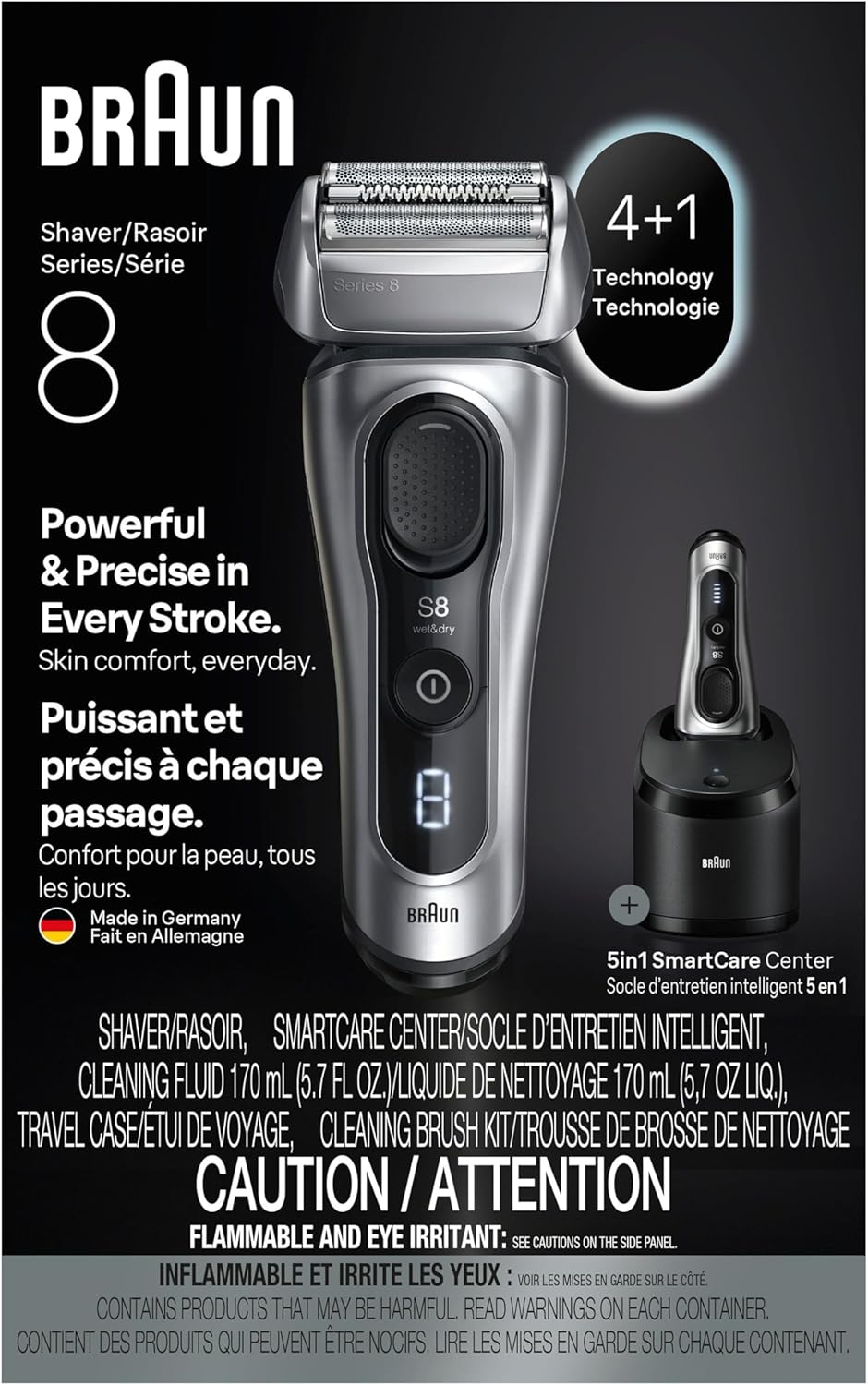 BRAUN SERIES 8 8567CC ELECTRIC RAZOR FOR MEN 5-IN-1 WET DRY SHAVER WITH PRECISION TRIMMER