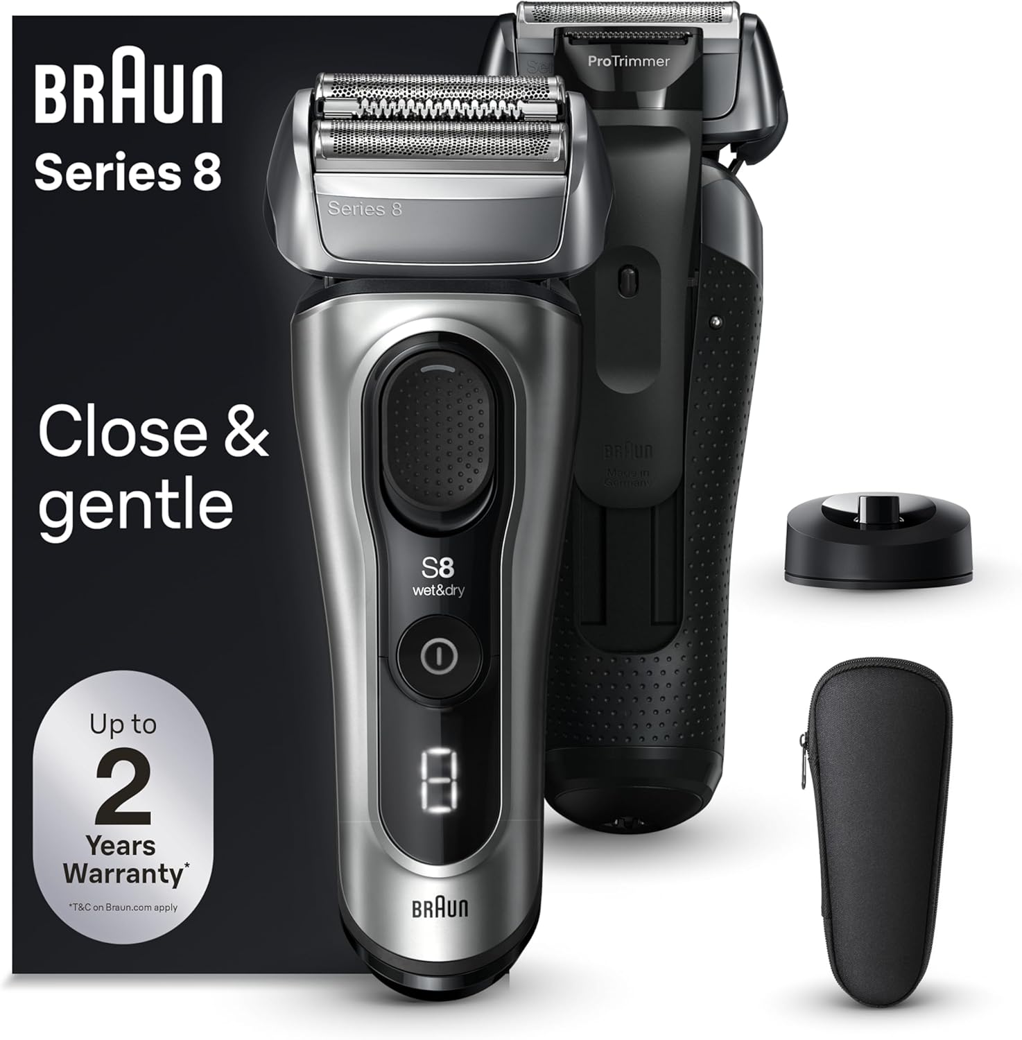 BRAUN SERIES 8 ELECTRIC RAZOR 8517S - 4 1 SHAVING ELEMENTS, PRECISION TRIMMER, WET DRY