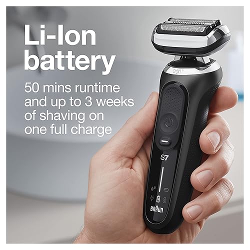 BRAUN SERIES 7 7075CC ELECTRIC FOIL SHAVER FOR MEN - WET DRY, RECHARGEABLE, CORDLESS, BLACK