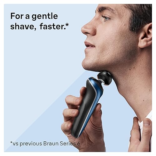 BRAUN SERIES 6 6120S ELECTRIC SHAVER FOR MEN WET DRY, TURBO GENTLE MODES, TRIMMER, BLUE