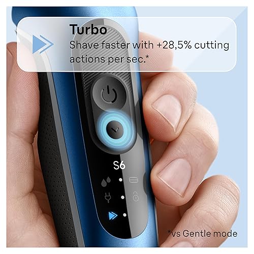 BRAUN SERIES 6 6120S ELECTRIC SHAVER FOR MEN WET DRY, TURBO GENTLE MODES, TRIMMER, BLUE