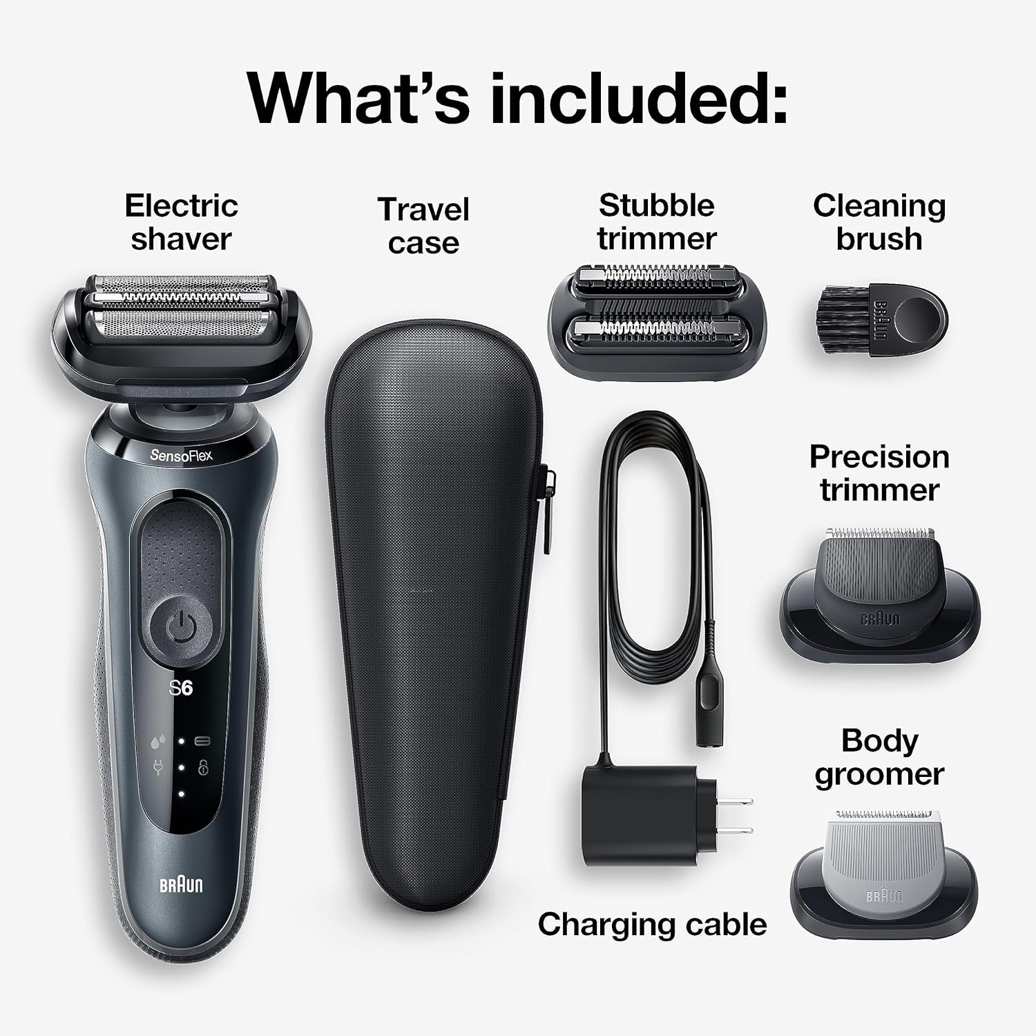 BRAUN SERIES 6 6046CS ELECTRIC RAZOR FOR MEN RECHARGEABLE WET DRY FOIL SHAVER WITH STAND